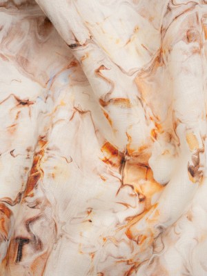 Orange and Beige Marbled Medium Weight Linen Woven Orange and Beige Marbled Medium Weight Linen Woven