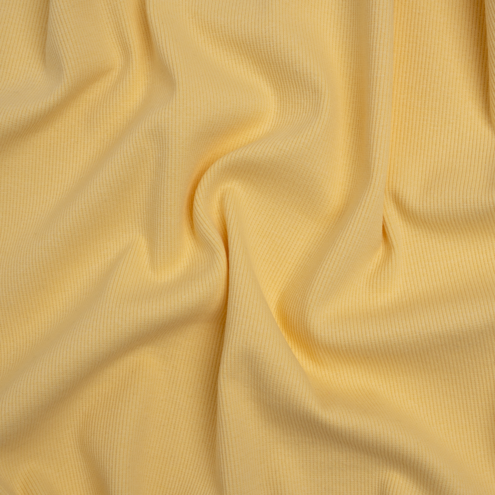 Stretch Cotton 2×2 Rib Knit – Mellow Yellow – Deadstock Stretch Cotton 2×2 Rib Knit – Mellow Yellow – Deadstock