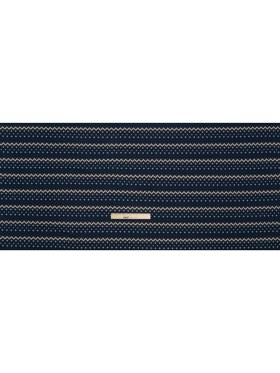 Stretch Modal and Cotton Jersey – Navy, Beige and Dark Teal Geometric Stripes – Deadstock Stretch Modal and Cotton Jersey – Navy, Beige and Dark Teal Geometric Stripes – Deadstock