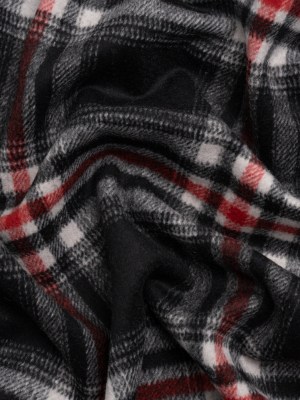 Black, Red and Cream Plaid Brushed Wool Blend Twill Coating Black, Red and Cream Plaid Brushed Wool Blend Twill Coating