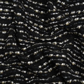 Black, White and Gold Boucle Striped Acrylic Tweed Black, White and Gold Boucle Striped Acrylic Tweed