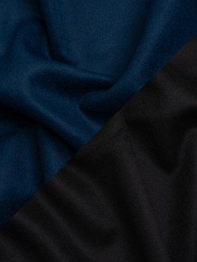 Dark Blue and Black Brushed Wool Blend Twill Double Cloth Coating Dark Blue and Black Brushed Wool Blend Twill Double Cloth Coating