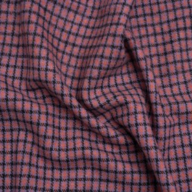 Purple, Orange and Black Tattersall Check Brushed Wool Blend Twill Coating Purple, Orange and Black Tattersall Check Brushed Wool Blend Twill Coating