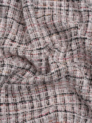 Pink, Black and White Checked Cotton and Acrylic Tweed Pink, Black and White Checked Cotton and Acrylic Tweed