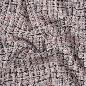 Pink, Black and White Checked Cotton and Acrylic Tweed Pink, Black and White Checked Cotton and Acrylic Tweed