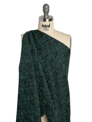 Hunter Green and Black Lace-Like Flowers Cotton and Polyester Jacquard Hunter Green and Black Lace-Like Flowers Cotton and Polyester Jacquard