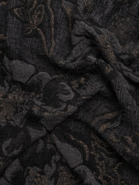 Black, Gray and Metallic Gold Floral Stretch Polyester Matelasse Black, Gray and Metallic Gold Floral Stretch Polyester Matelasse