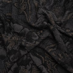 Black, Gray and Metallic Gold Floral Stretch Polyester Matelasse Black, Gray and Metallic Gold Floral Stretch Polyester Matelasse