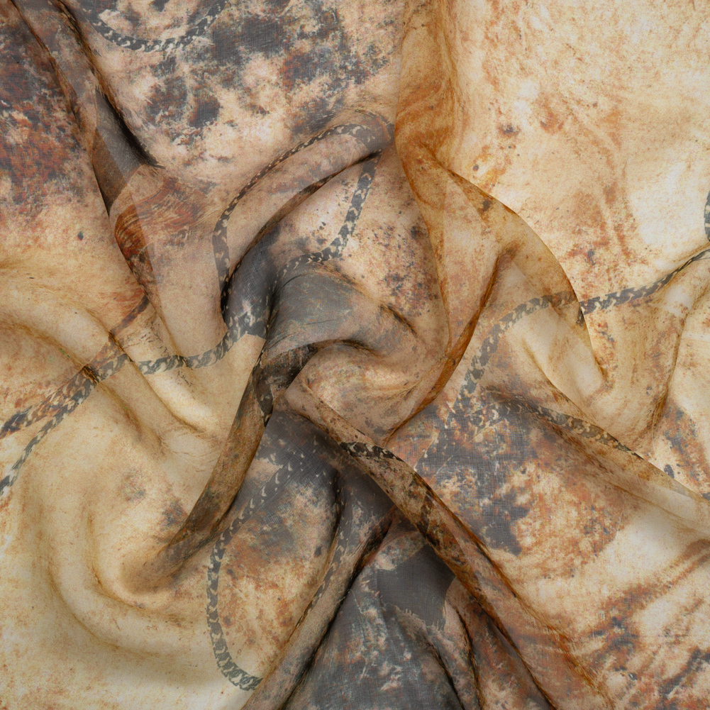 Beige and Black Ropes in the Sand Silk Voile Beige and Black Ropes in the Sand Silk Voile
