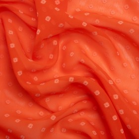 Orange and White Woven Diamond Dots Polyester Chiffon Orange and White Woven Diamond Dots Polyester Chiffon