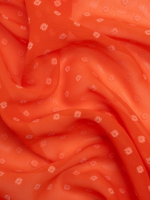 Orange and White Woven Diamond Dots Polyester Chiffon Orange and White Woven Diamond Dots Polyester Chiffon