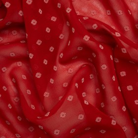 Red and White Woven Diamond Dots Polyester Chiffon Red and White Woven Diamond Dots Polyester Chiffon
