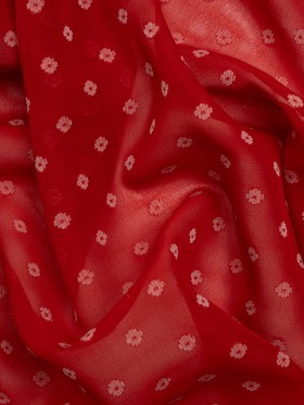 Red and White Woven Diamond Dots Polyester Chiffon Red and White Woven Diamond Dots Polyester Chiffon