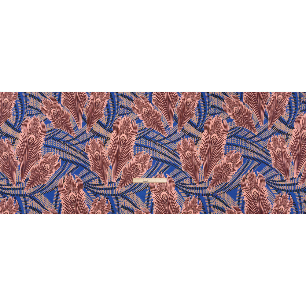 Stretch Cotton Sateen – Cobalt Blue and Burgundy Feathers Stretch Cotton Sateen – Cobalt Blue and Burgundy Feathers