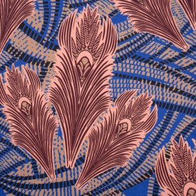 Stretch Cotton Sateen – Cobalt Blue and Burgundy Feathers Stretch Cotton Sateen – Cobalt Blue and Burgundy Feathers