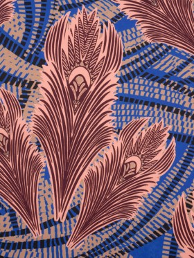 Stretch Cotton Sateen – Cobalt Blue and Burgundy Feathers Stretch Cotton Sateen – Cobalt Blue and Burgundy Feathers
