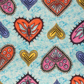 Stretch Cotton Twill – Blue, Orange and Pink Stranger Hearts Stretch Cotton Twill – Blue, Orange and Pink Stranger Hearts