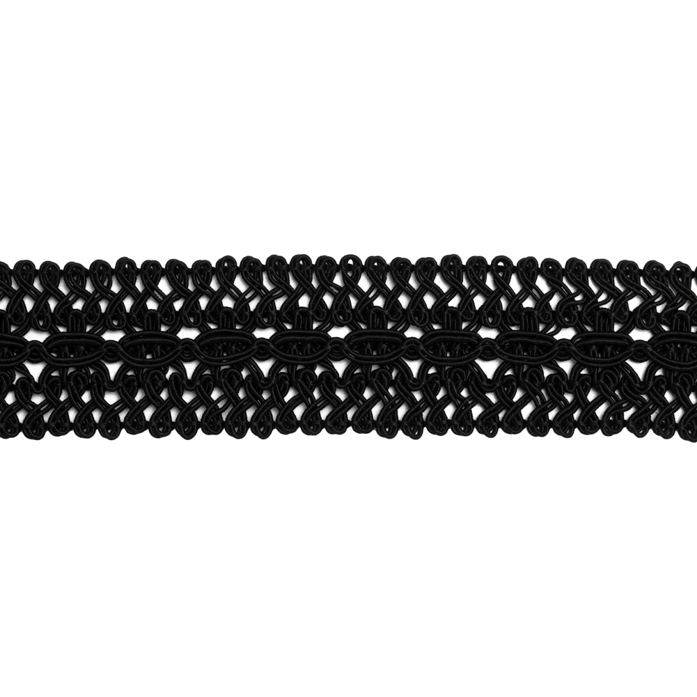 Gimp Braided Trim - 1.5" - Black Chains and Twists