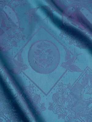 Gems and Doves Jacquard Lining – Aqua and Purple Bi-Color Gems and Doves Jacquard Lining – Aqua and Purple Bi-Color