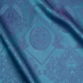 Gems and Doves Jacquard Lining – Aqua and Purple Bi-Color Gems and Doves Jacquard Lining – Aqua and Purple Bi-Color
