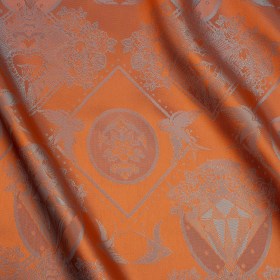 Gems and Doves Jacquard Lining – Orange and Aqua Bi-Color Gems and Doves Jacquard Lining – Orange and Aqua Bi-Color