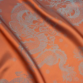 Dragons Jacquard Lining – Orange and Aqua Bi-Color Dragons Jacquard Lining – Orange and Aqua Bi-Color