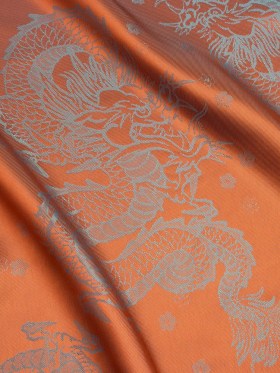 Dragons Jacquard Lining – Orange and Aqua Bi-Color Dragons Jacquard Lining – Orange and Aqua Bi-Color