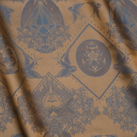 Gems and Doves Jacquard Lining – Blue and Beige Bi-Color – Thalia Collection Gems and Doves Jacquard Lining – Blue and Beige Bi-Color – Thalia Collection