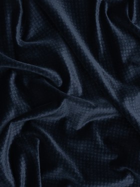 Embossed Polyester Velvet – Navy Little Squares – Deadstock Embossed Polyester Velvet – Navy Little Squares – Deadstock