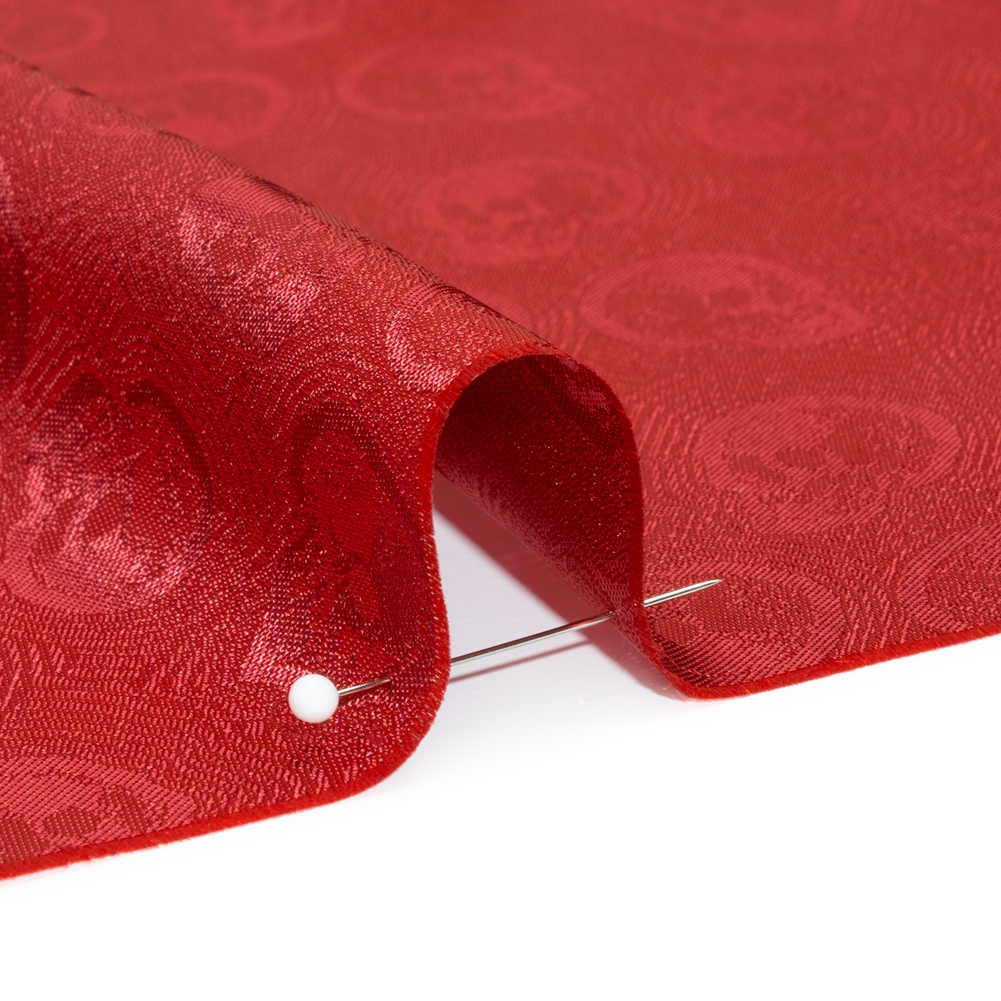 Skulls Jacquard Lining - Red and Maroon Bi-Color