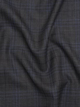 Wool and Silk Suiting – Gray and Blue Plaid – Deadstock Wool and Silk Suiting – Gray and Blue Plaid – Deadstock