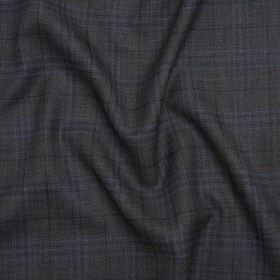 Wool and Silk Suiting – Gray and Blue Plaid – Deadstock Wool and Silk Suiting – Gray and Blue Plaid – Deadstock