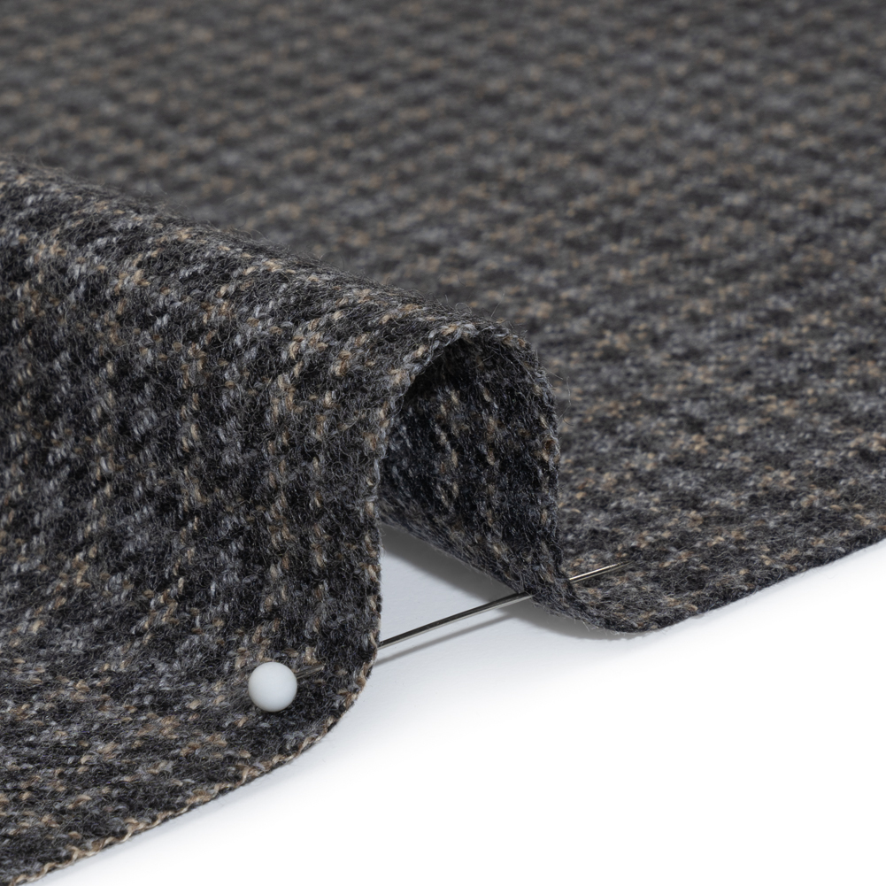 Wool Blend Twill – Gray and Beige Houndstooth Plaid – Deadstock Wool Blend Twill – Gray and Beige Houndstooth Plaid – Deadstock