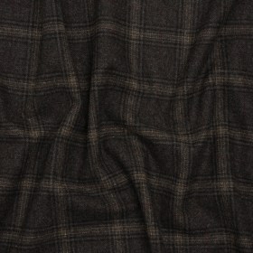 Brushed Wool Blend Twill Coating – Charcoal and Beige Plaid – Deadstock Brushed Wool Blend Twill Coating – Charcoal and Beige Plaid – Deadstock