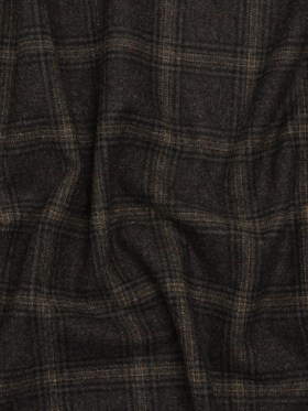 Brushed Wool Blend Twill Coating – Charcoal and Beige Plaid – Deadstock Brushed Wool Blend Twill Coating – Charcoal and Beige Plaid – Deadstock