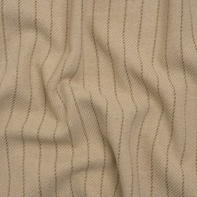 Brushed Wool Blend Twill – Beige and Brown Chalk Stripes – Deadstock Brushed Wool Blend Twill – Beige and Brown Chalk Stripes – Deadstock