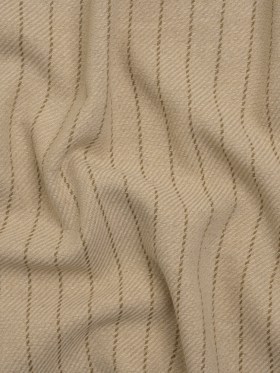 Brushed Wool Blend Twill – Beige and Brown Chalk Stripes – Deadstock Brushed Wool Blend Twill – Beige and Brown Chalk Stripes – Deadstock