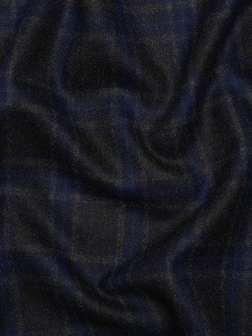 Wool Blend Woven – Charcoal and Blue Plaid – Deadstock Wool Blend Woven – Charcoal and Blue Plaid – Deadstock