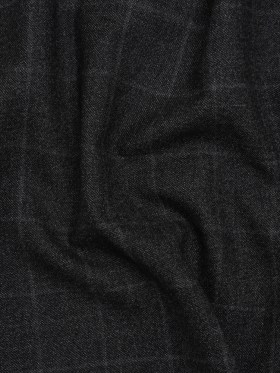 Brushed Wool Twill – Black and Gray Windowpane Check – Deadstock Brushed Wool Twill – Black and Gray Windowpane Check – Deadstock
