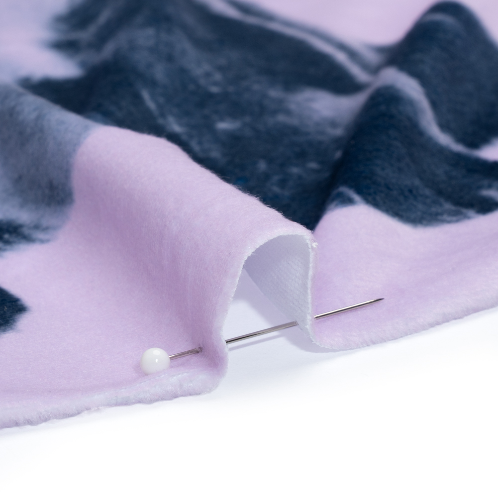 Recycled Polyester Minky Panel - Lavender and White Pawsitive Vibes Dogs on Ombre - Deadstock