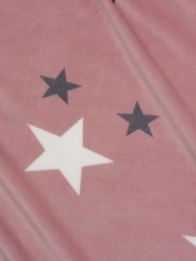 Stretch Polyester Minky Fleece – Dusty Pink, White and Gray Stars – Deadstock Stretch Polyester Minky Fleece – Dusty Pink, White and Gray Stars – Deadstock