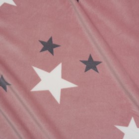 Stretch Polyester Minky Fleece – Dusty Pink, White and Gray Stars – Deadstock Stretch Polyester Minky Fleece – Dusty Pink, White and Gray Stars – Deadstock