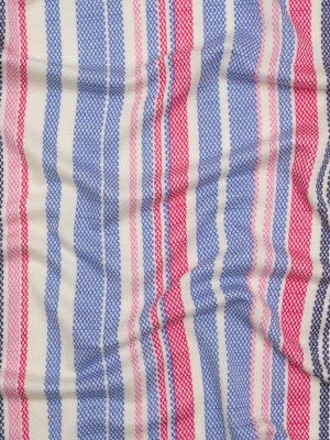Stretch Rayon Jersey – Pink, Blue and Cream Stripes – Deadstock Stretch Rayon Jersey – Pink, Blue and Cream Stripes – Deadstock