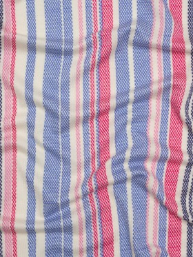 Stretch Rayon Jersey – Pink, Blue and Cream Stripes – Deadstock Stretch Rayon Jersey – Pink, Blue and Cream Stripes – Deadstock