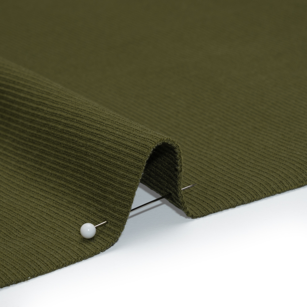 Stretch Cotton 2×2 Rib Knit – Olive Green – Deadstock Stretch Cotton 2×2 Rib Knit – Olive Green – Deadstock