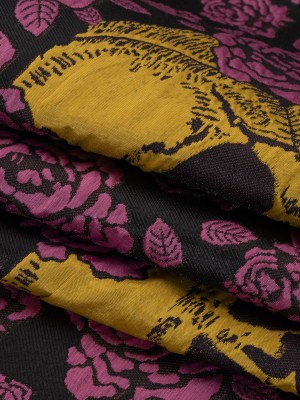 Floral and Skull Brocade – Black, Yellow and Plum Purple – Mood Exclusive Floral and Skull Brocade – Black, Yellow and Plum Purple – Mood Exclusive