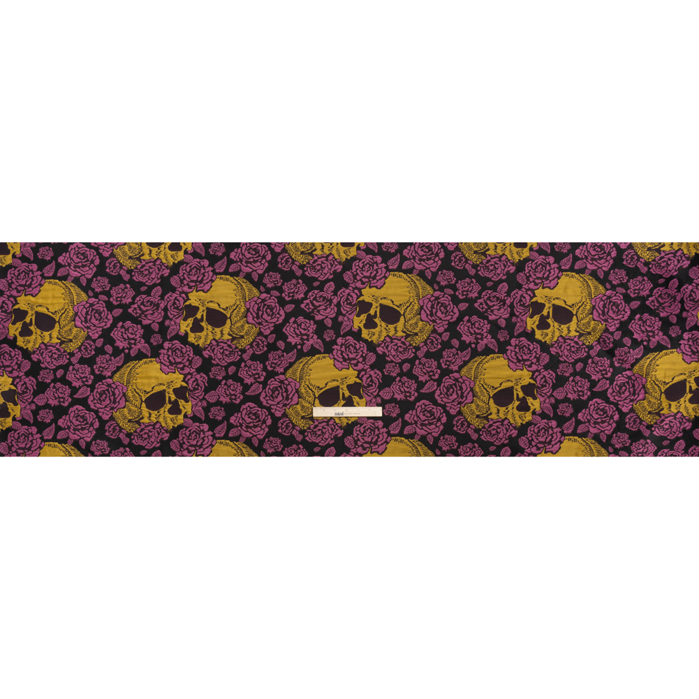 Floral and Skull Brocade – Black, Yellow and Plum Purple – Mood Exclusive Floral and Skull Brocade – Black, Yellow and Plum Purple – Mood Exclusive