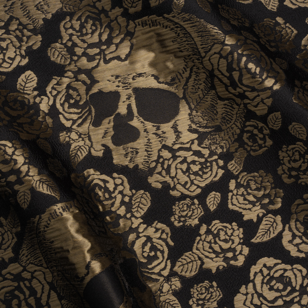 Floral and Skull Brocade – Black and Metallic Bronze – Mood Exclusive Floral and Skull Brocade – Black and Metallic Bronze – Mood Exclusive