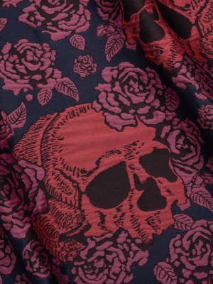 Floral and Skull Brocade – Navy, Red and Magenta – Mood Exclusive Floral and Skull Brocade – Navy, Red and Magenta – Mood Exclusive