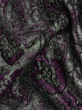 Flowers and Curls Luxury Brocade – Metallic Plum Purple, Sage Green and Gray Flowers and Curls Luxury Brocade – Metallic Plum Purple, Sage Green and Gray